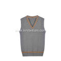 Boy's Knitted Contrast Stripe V-Neck School Vest